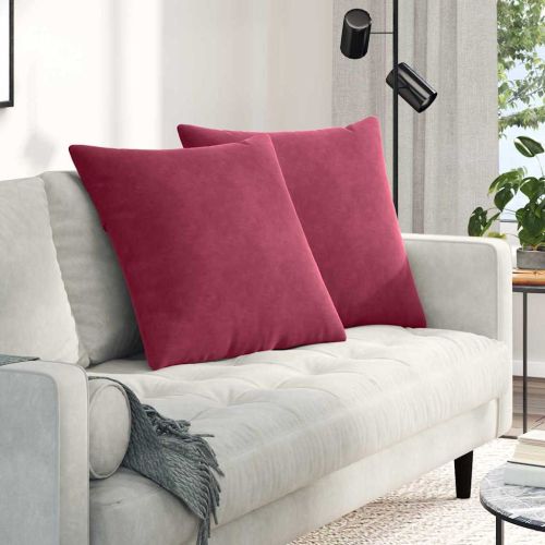 Диван възглавници 2 pcs Виненочервен 60 x 60 cm Кордюрова тъкан