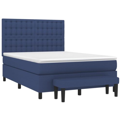 Боксспринг легло с матрак, синьо, 140x200 см, плат