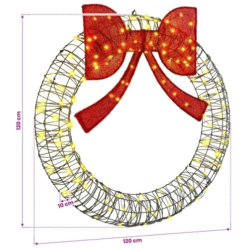Венец Топло бяло 120 x 120 x 10 cm Ратан 150 LED светодиода