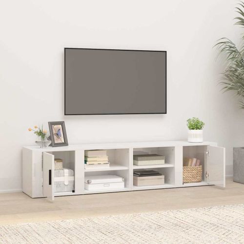 ТВ шкафове 2 бр, бял гланц, 80x31,5x36 см инженерно дърво