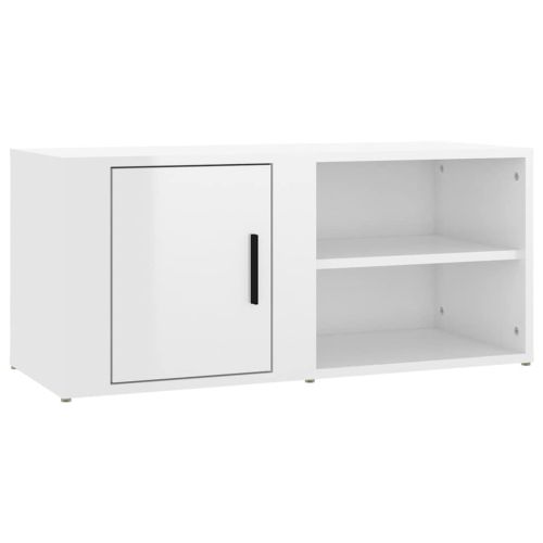 ТВ шкафове 2 бр, бял гланц, 80x31,5x36 см инженерно дърво