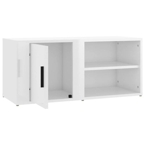 ТВ шкафове 2 бр, бял гланц, 80x31,5x36 см инженерно дърво
