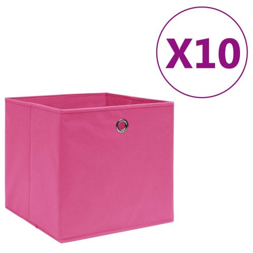 Кутии за съхранение 10 бр нетъкан текстил 28x28x28 см розови