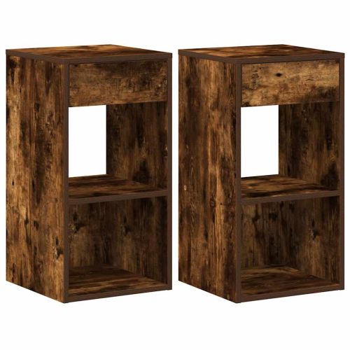 Нощни шкафчета с чекмеджета, 2 бр, опушен дъб, 35x34x66,5 см
