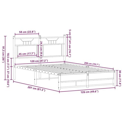 Рамка за легло без матрак кафяв дъб 120x200 см инженерно дърво