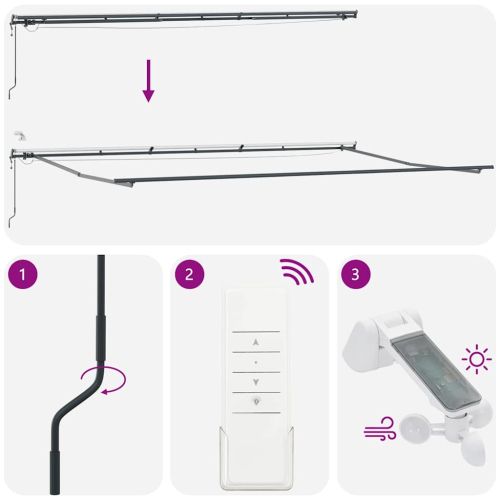 Автоматично прибираща се тента с LED, кафяв, 600x300 см