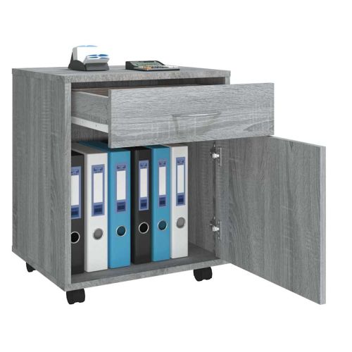 Шкаф с колелца, сив сонома, 45x38x54 см, инженерно дърво