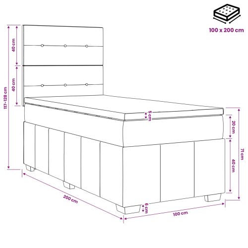 Континентално легло с матрак Синьо 100 x 200 cm Текстил