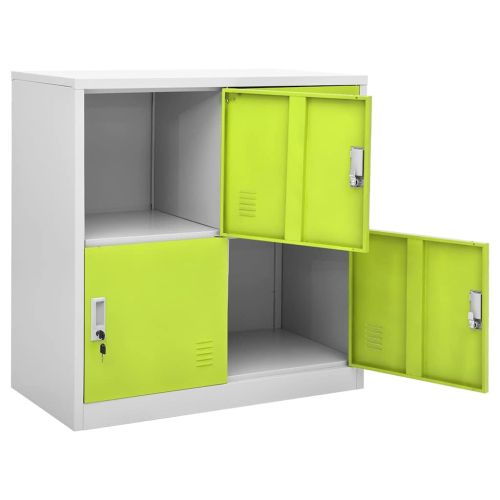 Заключващ се шкаф, светлосиво и зелено, 90x45x92,5 см, стомана