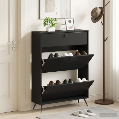 Шкаф за обувки BREDA 78 x 24 x 103 см Инженерна дървесина Черно