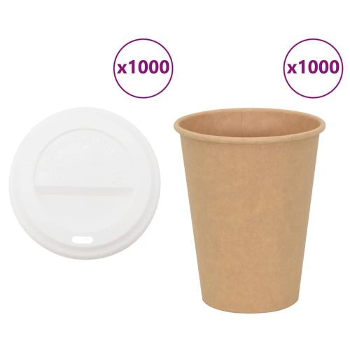 Хартиени чаши за кафе с капачки 1000 бр. 12oz 300ml
