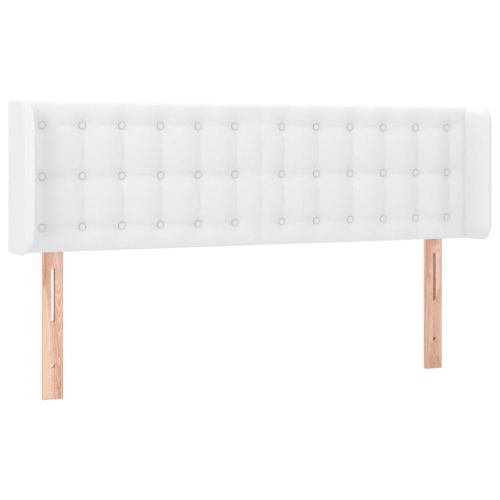 LED горна табла за легло, бяла, 147x16x78/88см, изкуствена кожа
