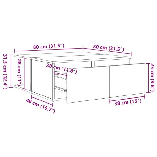 Масичка за кафе дъб артизан 80 x 80 x 31.5 см