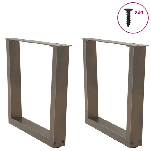 Крака за масичка за кафе, V-образни, 2 бр., естествена стомана, 60 x (42-43,3) см, стомана