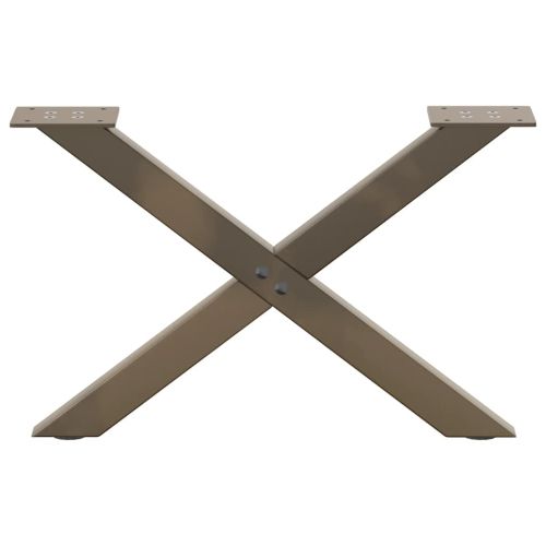 Крака за масичка за кафе, X-образни, 2 бр., естествена стомана, 60 x (30-31) см, стомана