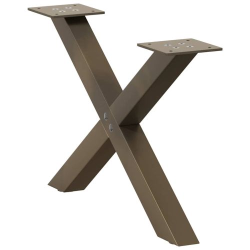 Крака за масичка за кафе, X-образни, 2 бр., естествена стомана, 60 x (30-31) см, стомана