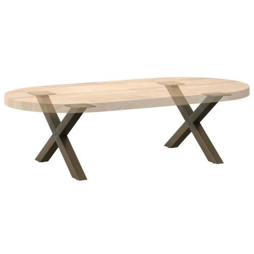 Крака за масичка за кафе, X-образни, 2 бр., естествена стомана, 60 x (30-31) см, стомана