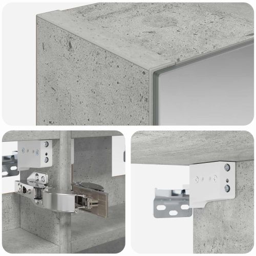 Шкаф с огледало за баня Циментено сиво 30 x 10,5 x 50 см