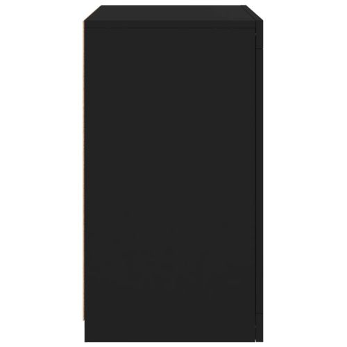 Странични шкафчета с LED, 2 бр, черно, инженерна дървесина