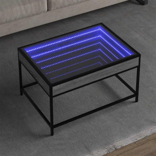 Маса за кафе с Infinity LED, сив сонома, 70x50x41 см