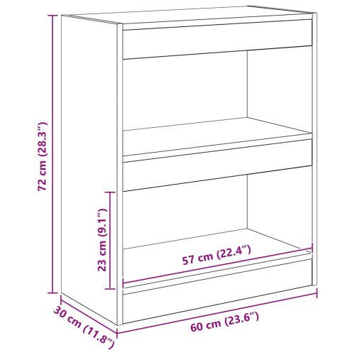 Шкаф за книги 2 нива 60 x 30 x 72 см Инженерна дървесина Дъб
