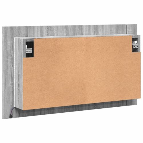Шкаф с LED огледало за баня, сив сонома, 80x12x45 см, акрил