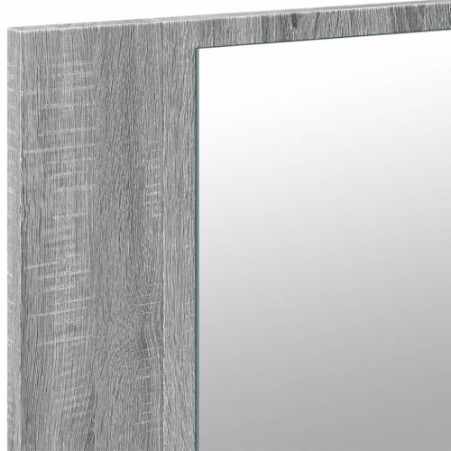 Шкаф с LED огледало за баня, сив сонома, 80x12x45 см, акрил