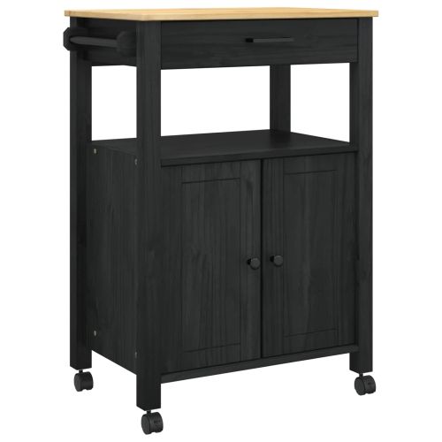 Кухненска количка MONZA Черно 60 x 40 x 88,5 см Солиден бор