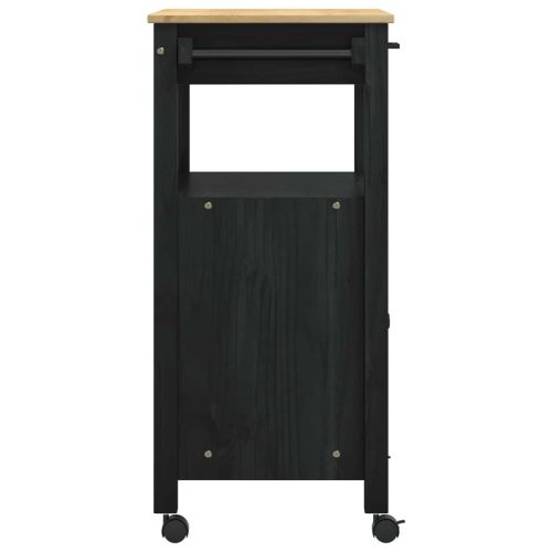 Кухненска количка MONZA Черно 60 x 40 x 88,5 см Солиден бор