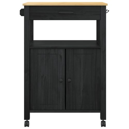 Кухненска количка MONZA Черно 60 x 40 x 88,5 см Солиден бор