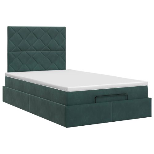 Огледално легло с матрак Тъмнозелено 120 x 200 cm Кадифе