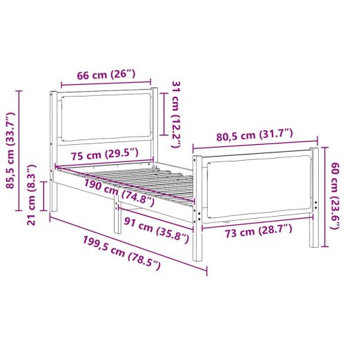 Рамка за легло с таблото Таупе 75 x 190 cm текстил
