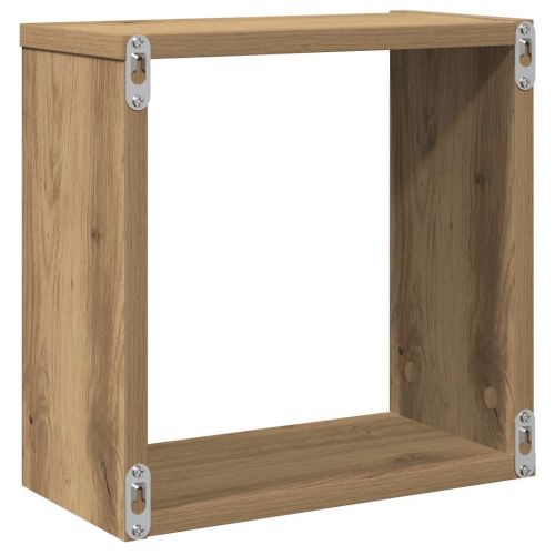 Стенни кубични рафтове, 6 бр, дъб артизан, 30x15x30 см