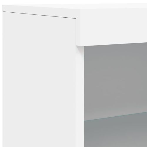Сайдборди с LED осветление, 3 бр, бели, инженерно дърво