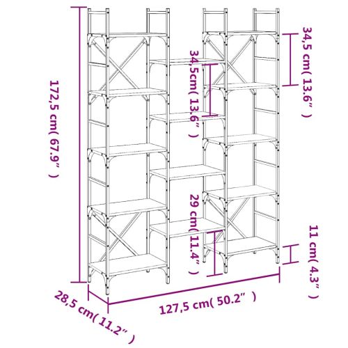 Етажерка за книги черна 127,5x28,5x172,5 см инженерно дърво