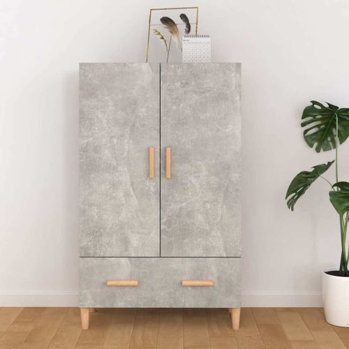 Висок шкаф, бетонно сив, 70x31x115 см, инженерно дърво