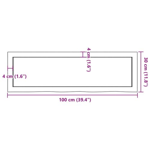 Плот за баня 100x30x(2-4) см необработено масивно дърво