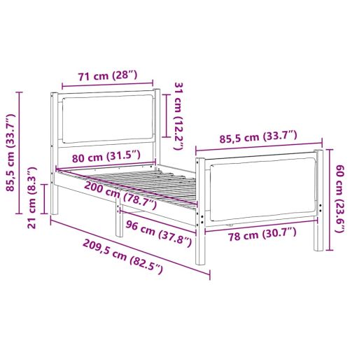 Рамка за легло с таблото Черно 80 x 200 cm текстил