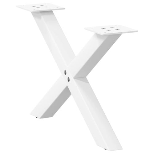 Крака за масичка за кафе, X-образни, 2 бр., бели, 50 x (30-31) см, стомана