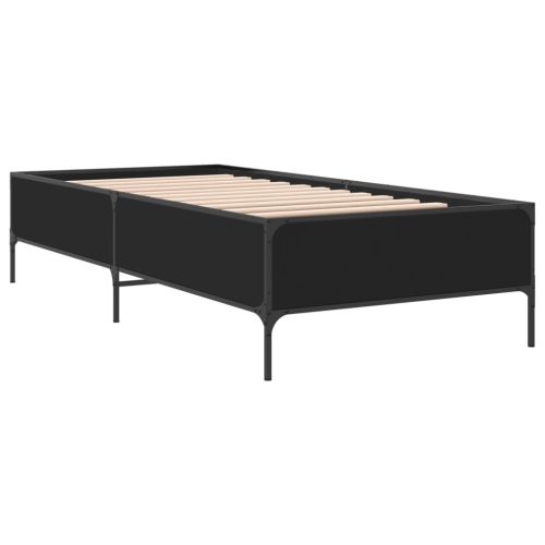 Рамка за легло, черна, 90x190 см, инженерно дърво и метал
