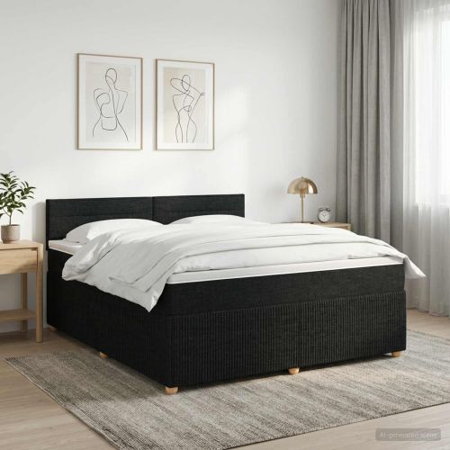 Континентално легло с матрак Черно 180 x 200 cm Текстил