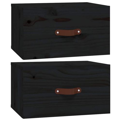 Нощни шкафчета за стенен монтаж, 2 бр, черен, 40x29,5x22 см