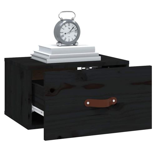 Нощни шкафчета за стенен монтаж, 2 бр, черен, 40x29,5x22 см