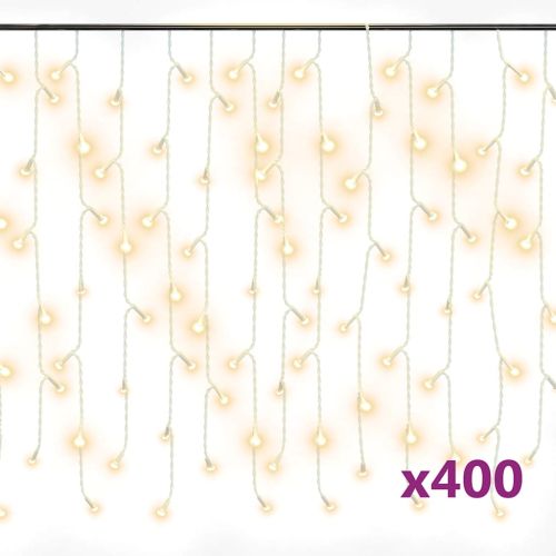 LED завеса ледени висулки 10 м 400 LED топло бяло 8 режима