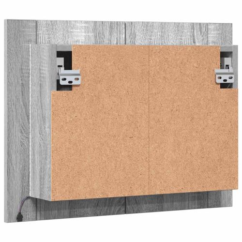 LED огледален шкаф, сив сонома, 60x12x45 см, инженерно дърво