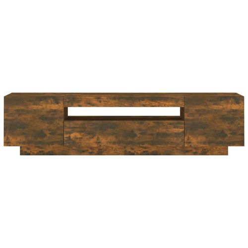 ТВ шкаф с LED осветление, опушен дъб, 160x35x40 см