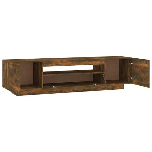 ТВ шкаф с LED осветление, опушен дъб, 160x35x40 см