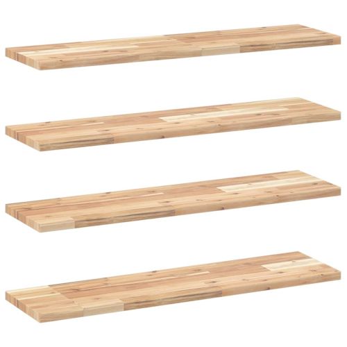 Плаващи рафтове, 4 бр., 80x20x2 см, необработена масивна акация