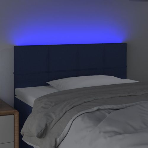 LED горна табла за легло, синя, 90x5x78/88 см, плат