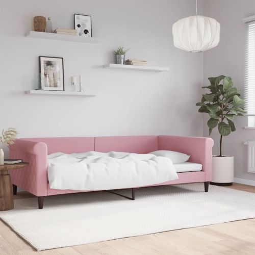 Кушетка, розова, 100x200 см, кадифе
